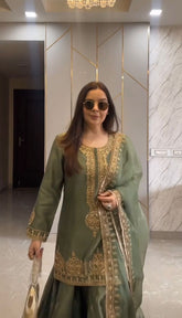 Exotic Sequence Work Perrot Color Sharara Suit